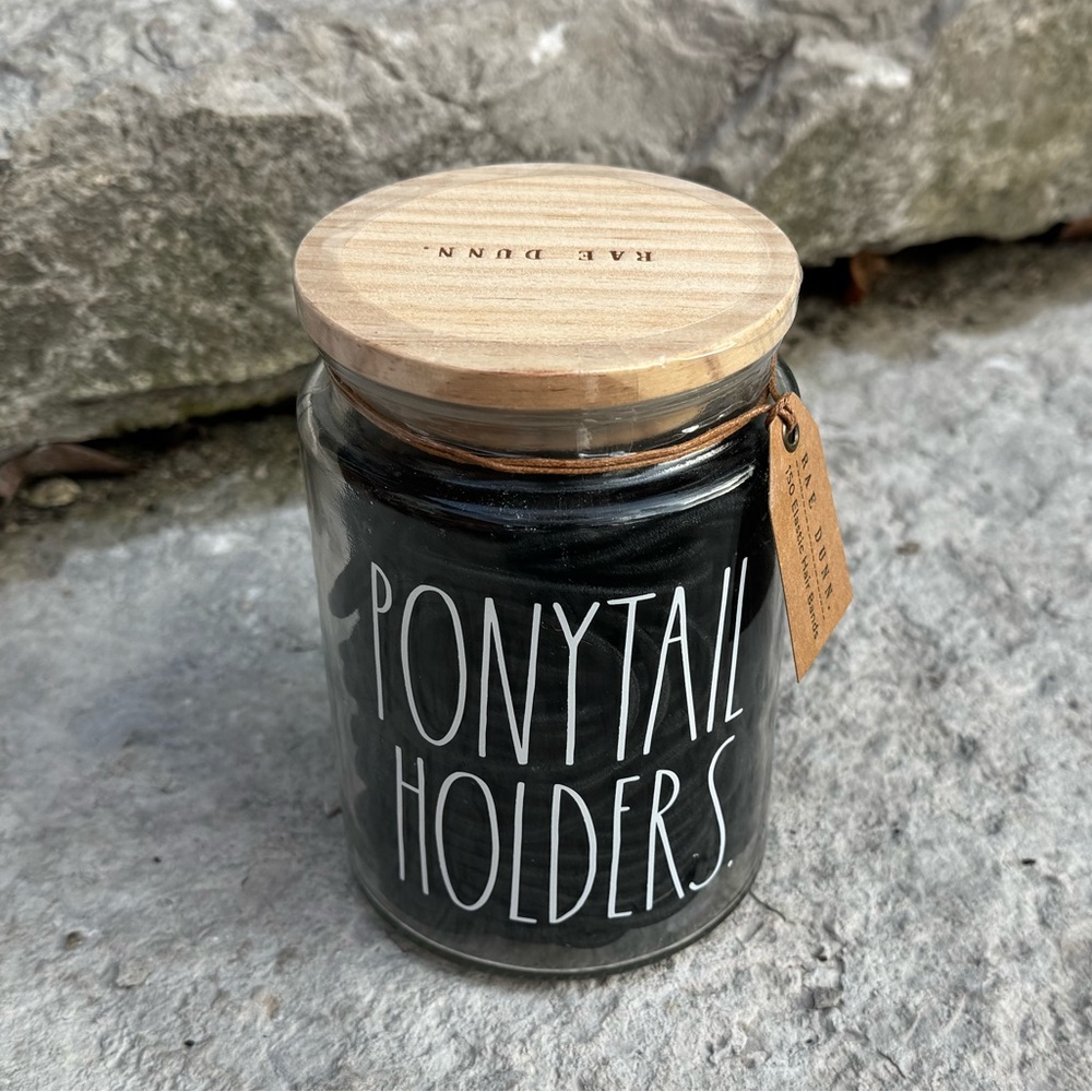 Rae Dunn PONYTAIL HOLDERS Elastic Hair Bands Jar